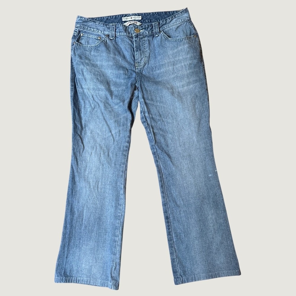 Tommy Hilfiger Bootcut Jeans Women Blue Low Rise Star Embroidery SIZE 8